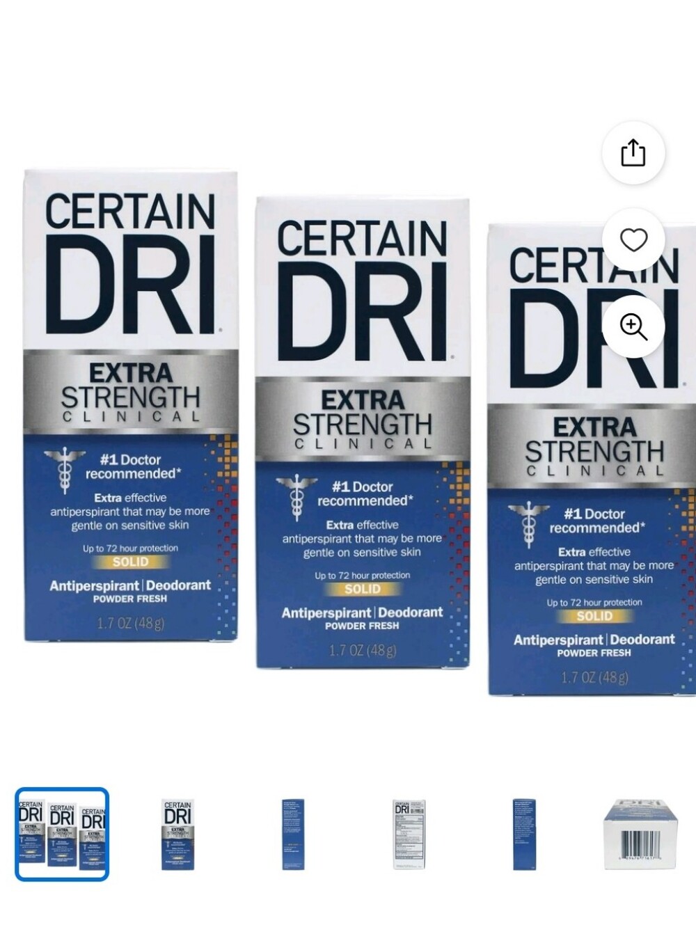 3 Pack -Certain Dri Everyday Strength Clinical Antiperspirant Deodorant - 1.7 oz